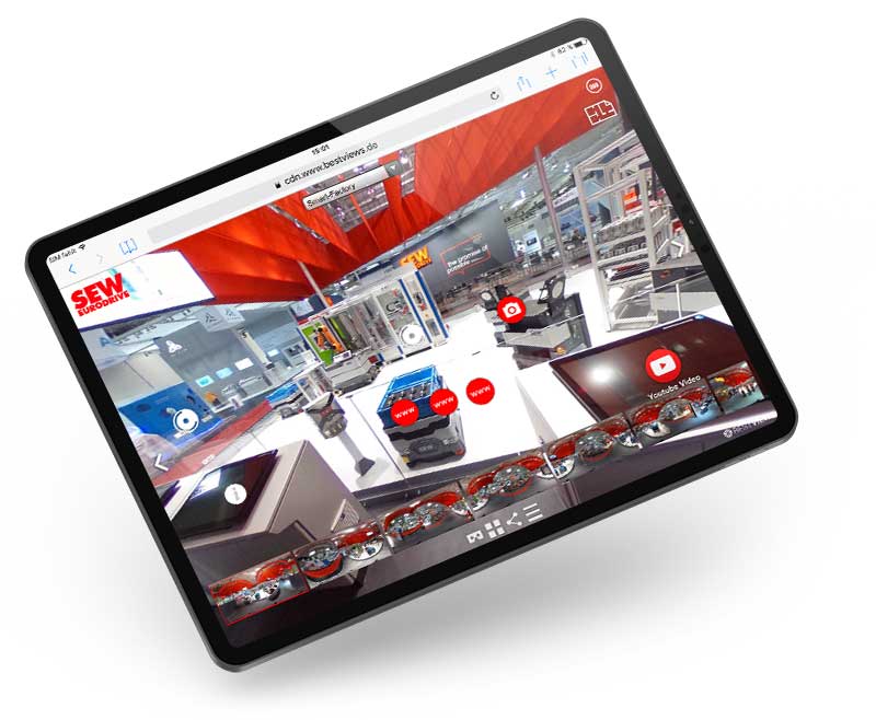Virtueller Messestand SEW Eurodrive am Ipad erleben