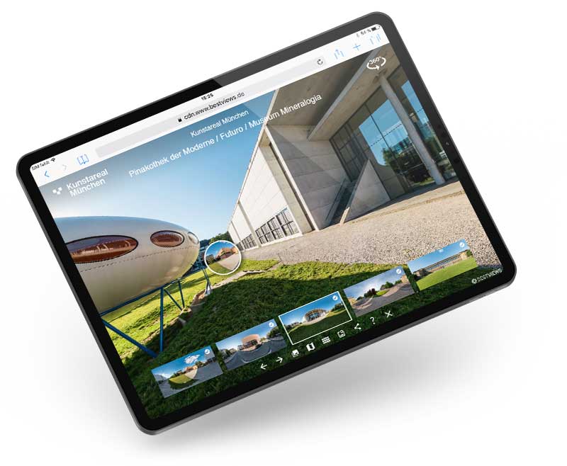 Panorama Rundgang Kunstareal München auf dem Tablet erleben.